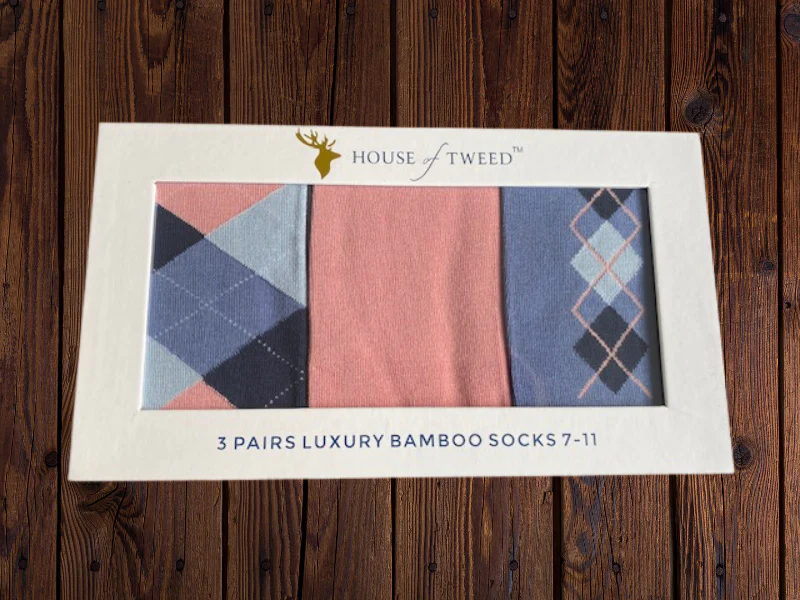 House of Tweed Luxury Mens Bamboo Socks | 3 Pairs Argyle - Image 6