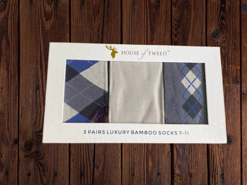 House of Tweed Luxury Mens Bamboo Socks | 3 Pairs Argyle - Image 7