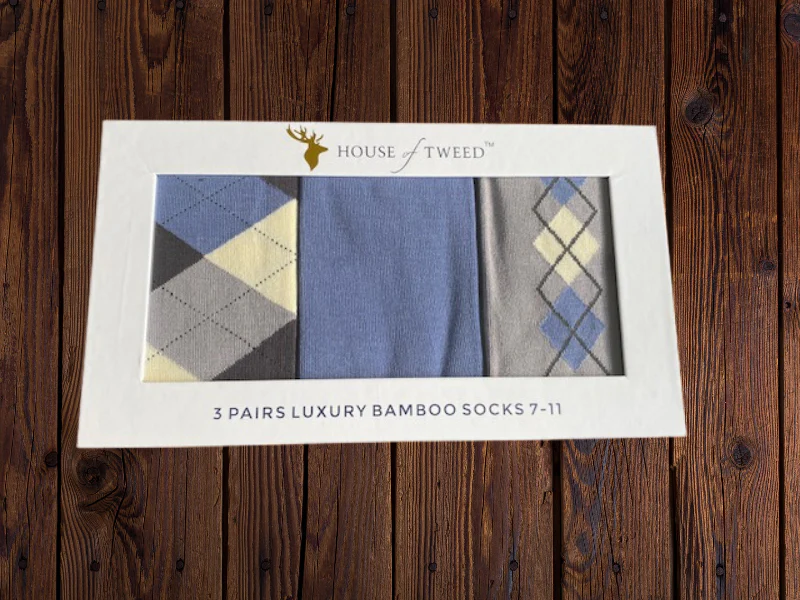 House of Tweed Luxury Mens Bamboo Socks | 3 Pairs Argyle - Image 8