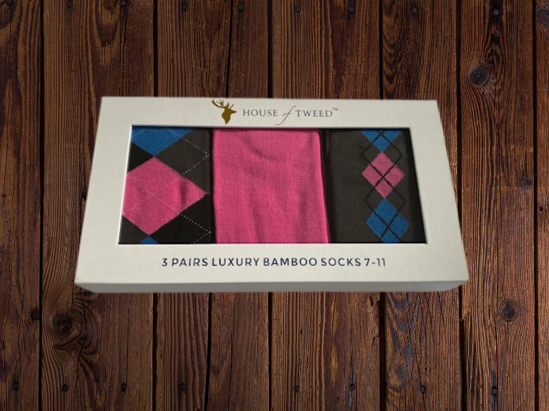 House of Tweed Luxury Mens Bamboo Socks | 3 Pairs Argyle - Image 9