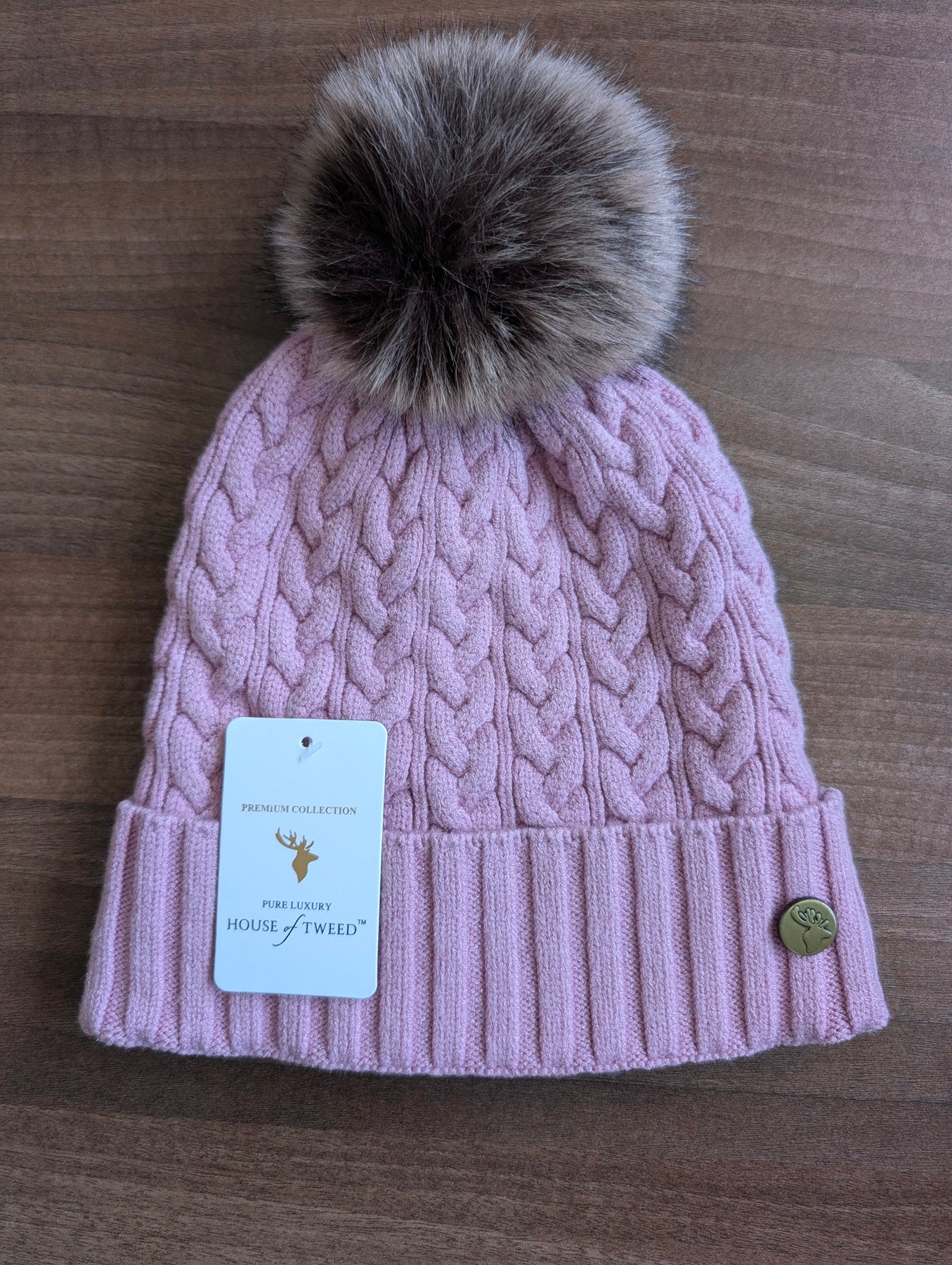 House of Tweed Luxury Plaited Ladies Bobble Pom Pom Beanie Hats - Image 18