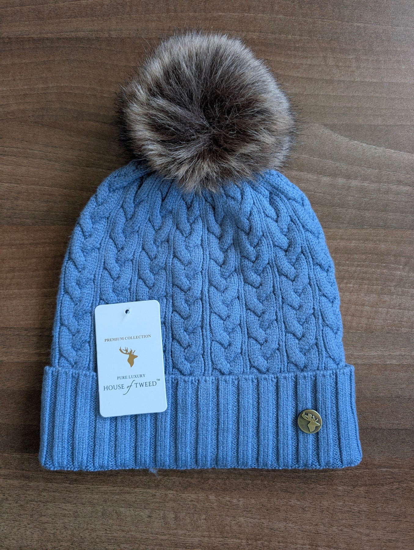 House of Tweed Luxury Plaited Ladies Bobble Pom Pom Beanie Hats - Image 19