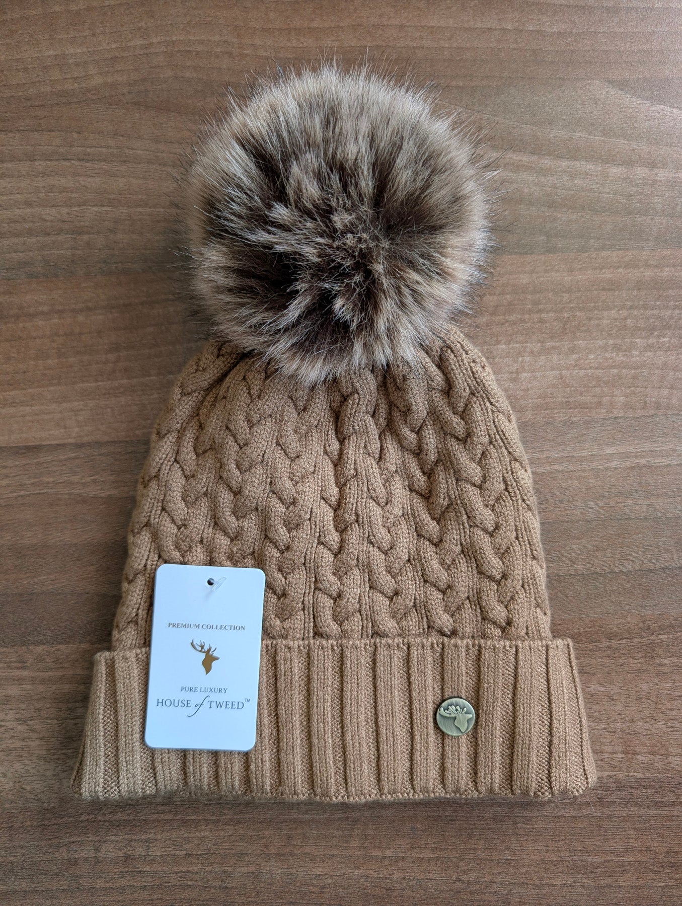 House of Tweed Luxury Plaited Ladies Bobble Pom Pom Beanie Hats - Image 21