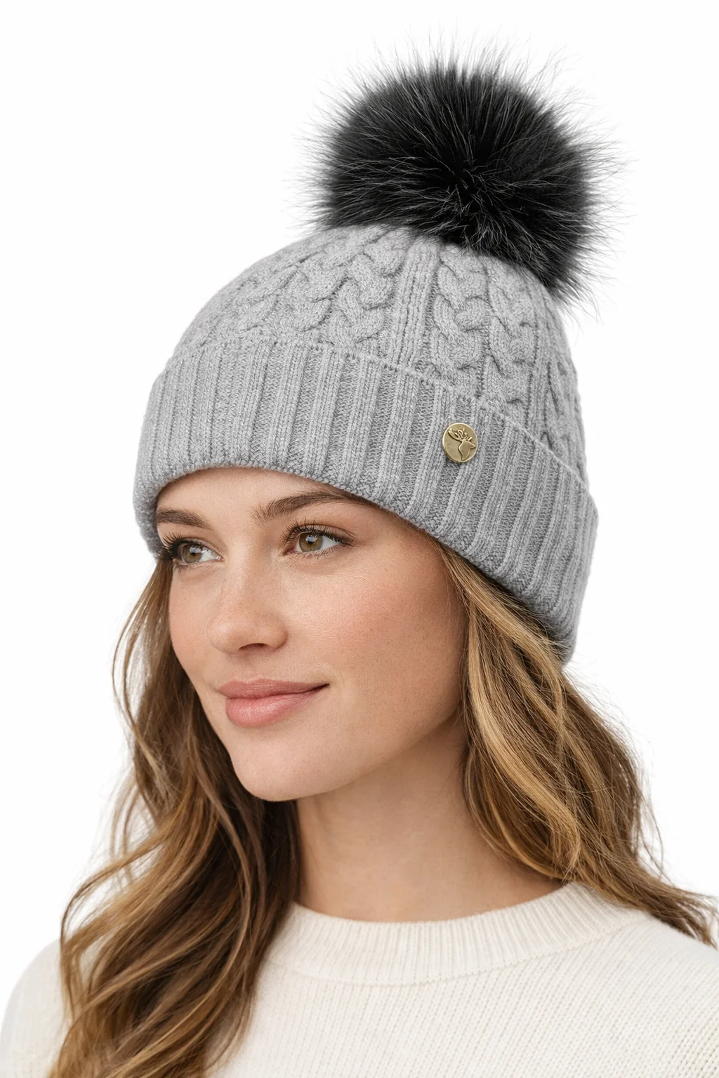House of Tweed Luxury Plaited Ladies Bobble Pom Pom Beanie Hats - Image 24