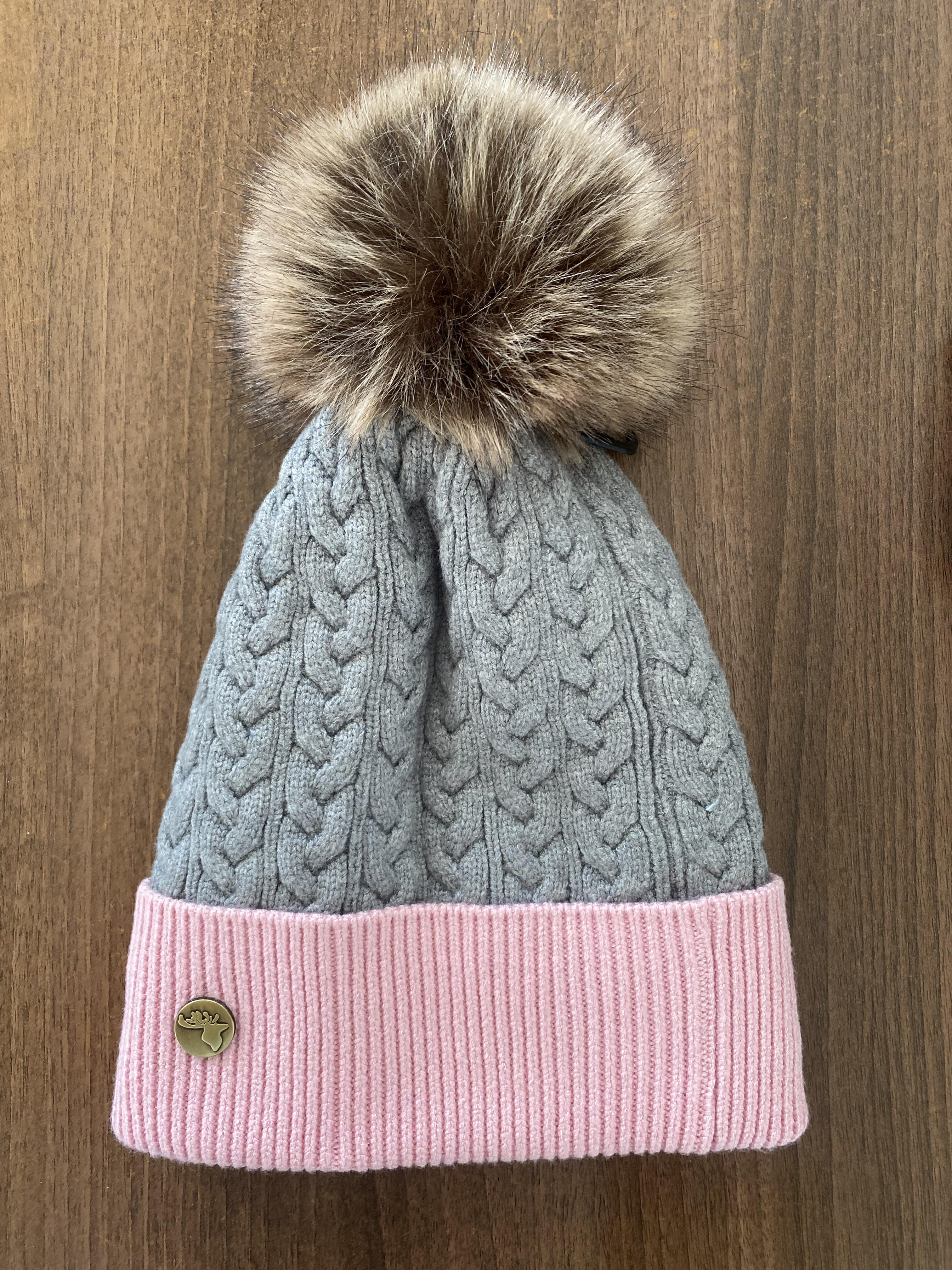 House of Tweed Luxury Plaited Ladies Pom Pom Bobble Beanie Hats - Image 2