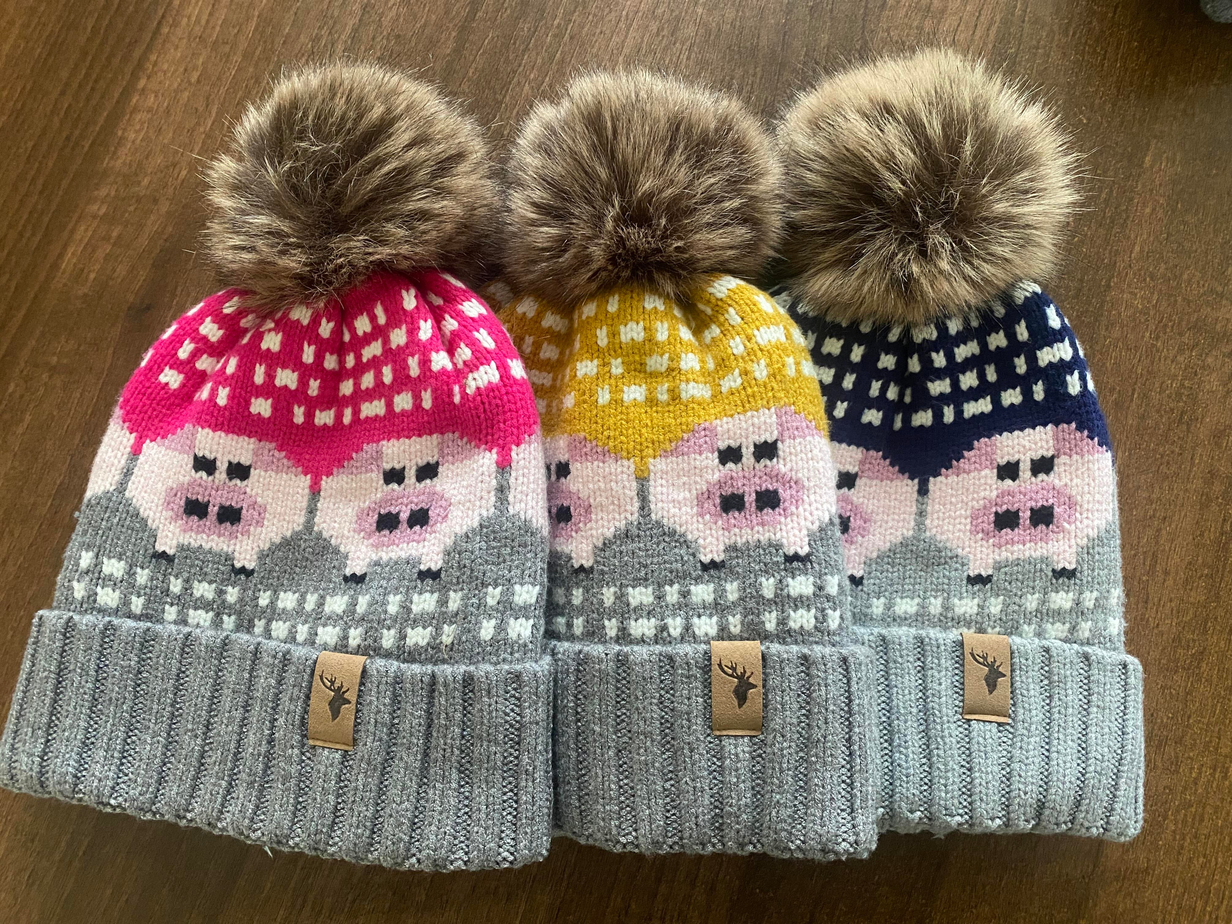 House Of Tweed Luxury Animal Print Pom Pom Beanies - Image 2