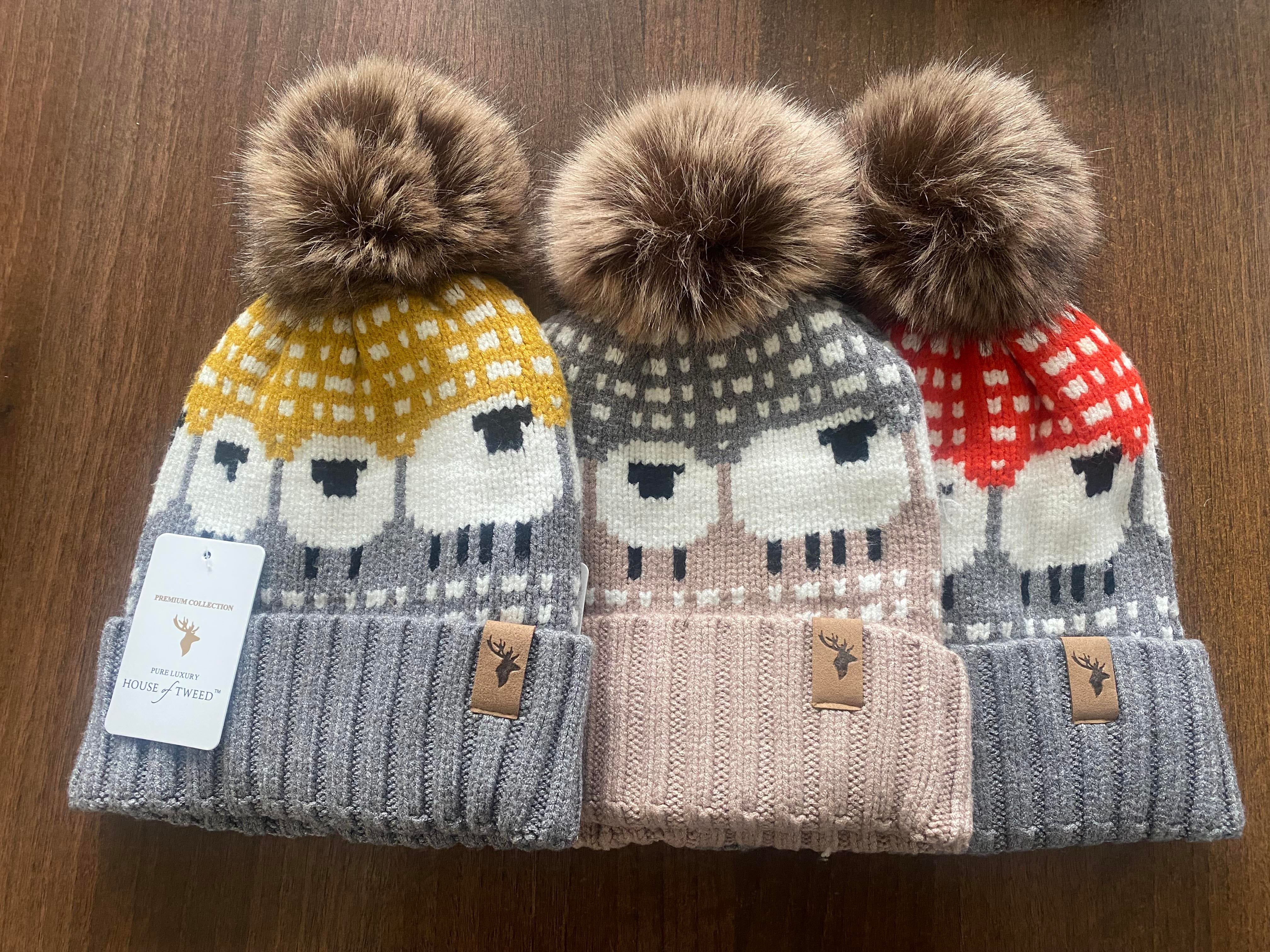 House Of Tweed Luxury Animal Print Pom Pom Beanies - Image 3