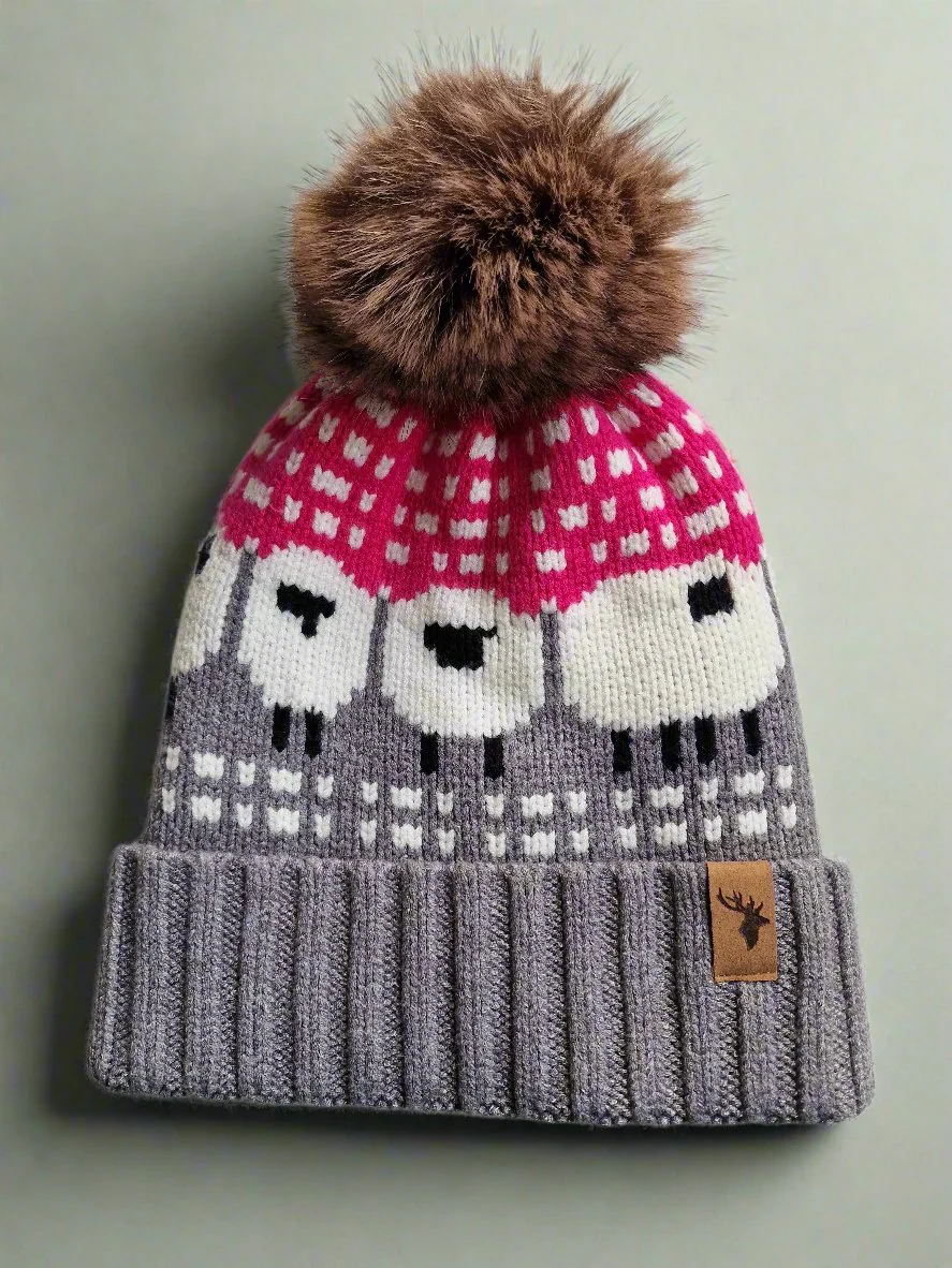 House Of Tweed Luxury Animal Print Pom Pom Beanies - Image 6