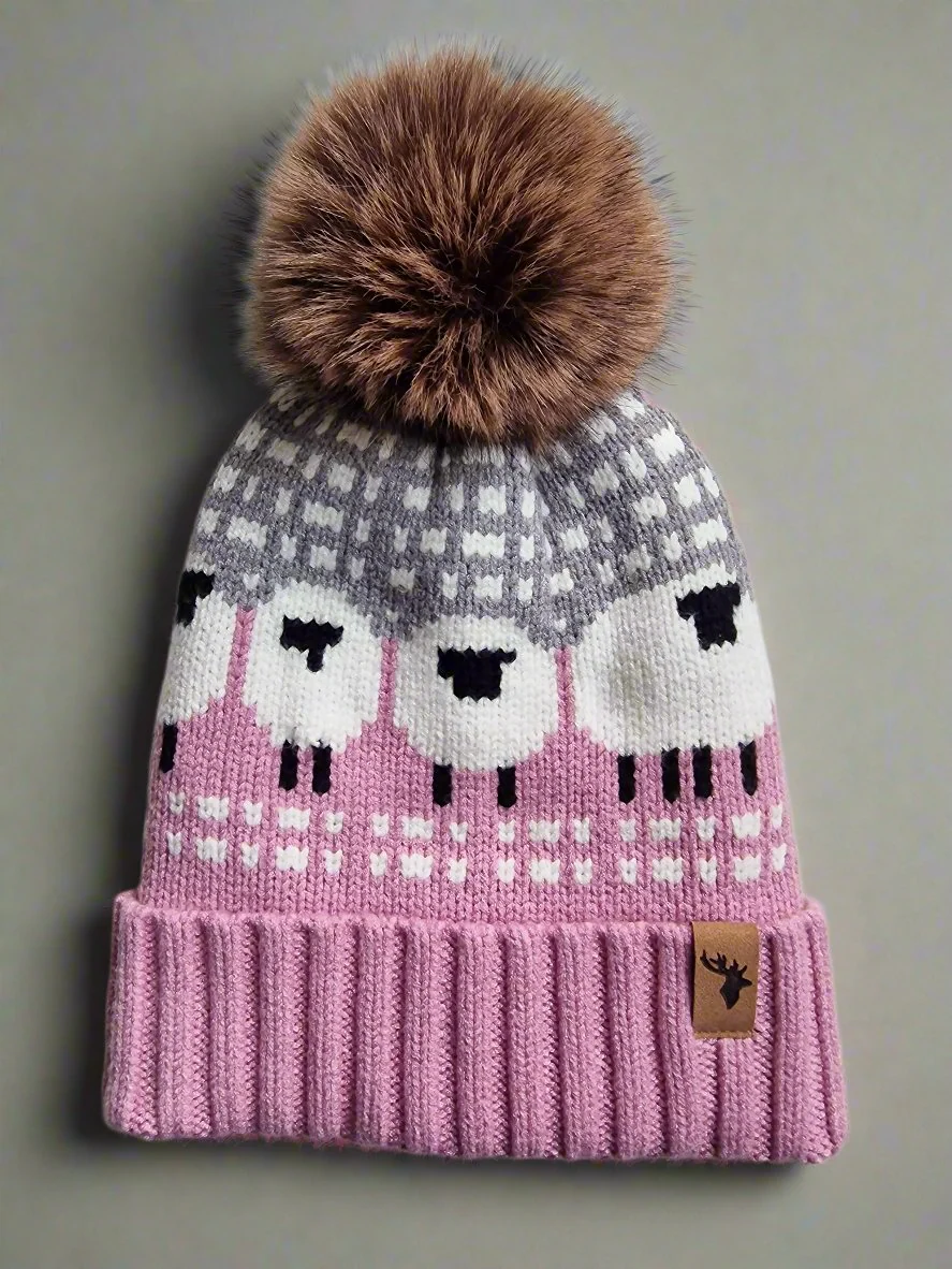 House Of Tweed Luxury Animal Print Pom Pom Beanies - Image 7