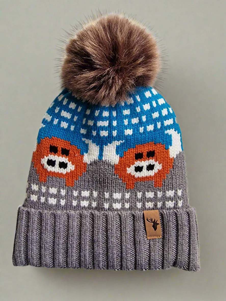 House Of Tweed Luxury Animal Print Pom Pom Beanies - Image 8