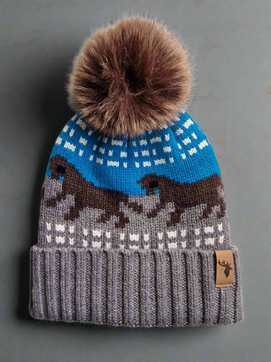 House Of Tweed Luxury Animal Print Pom Pom Beanies - Image 9