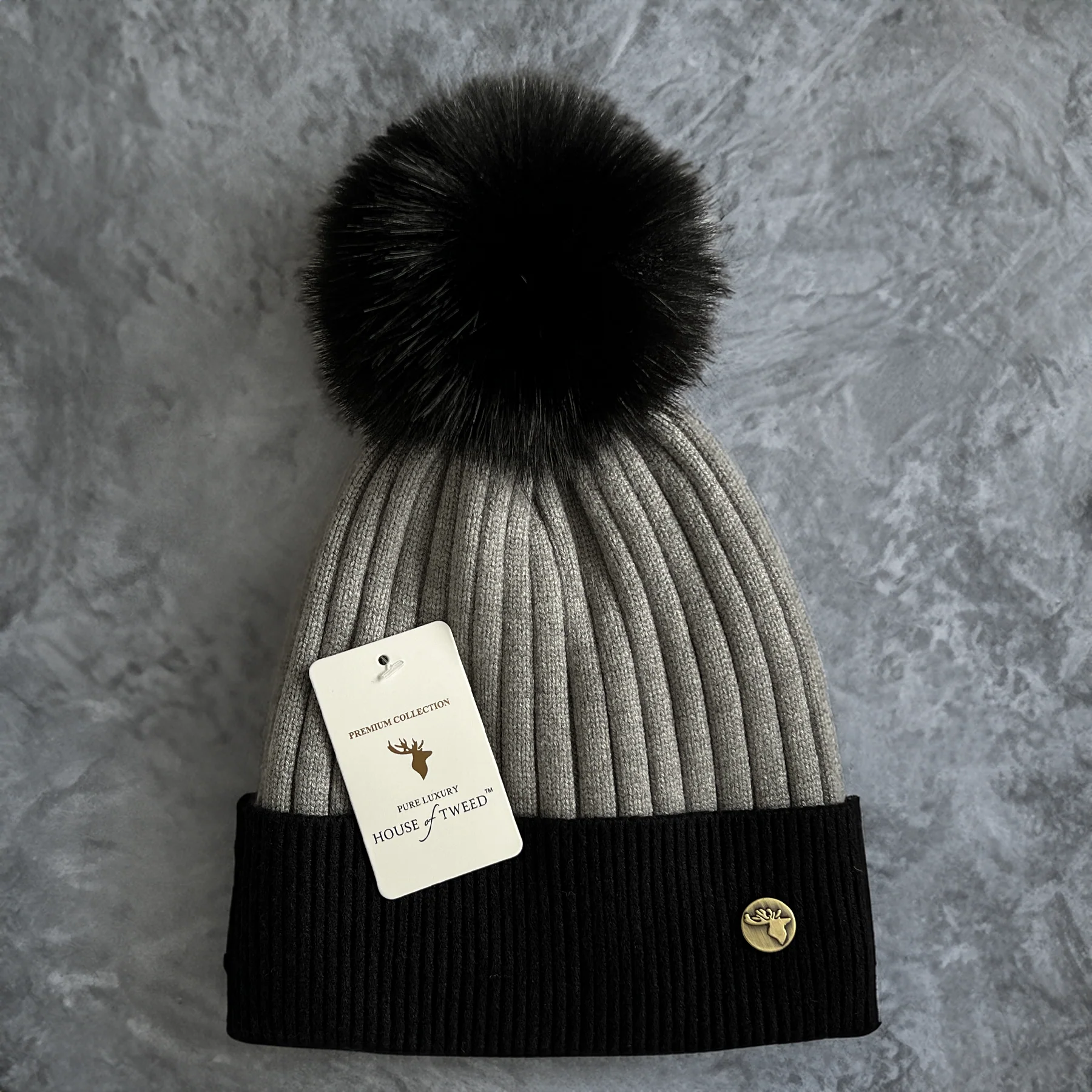 House of Tweed Luxury Striped Ladies Pom Pom Bobble Beanie Hats - Image 3