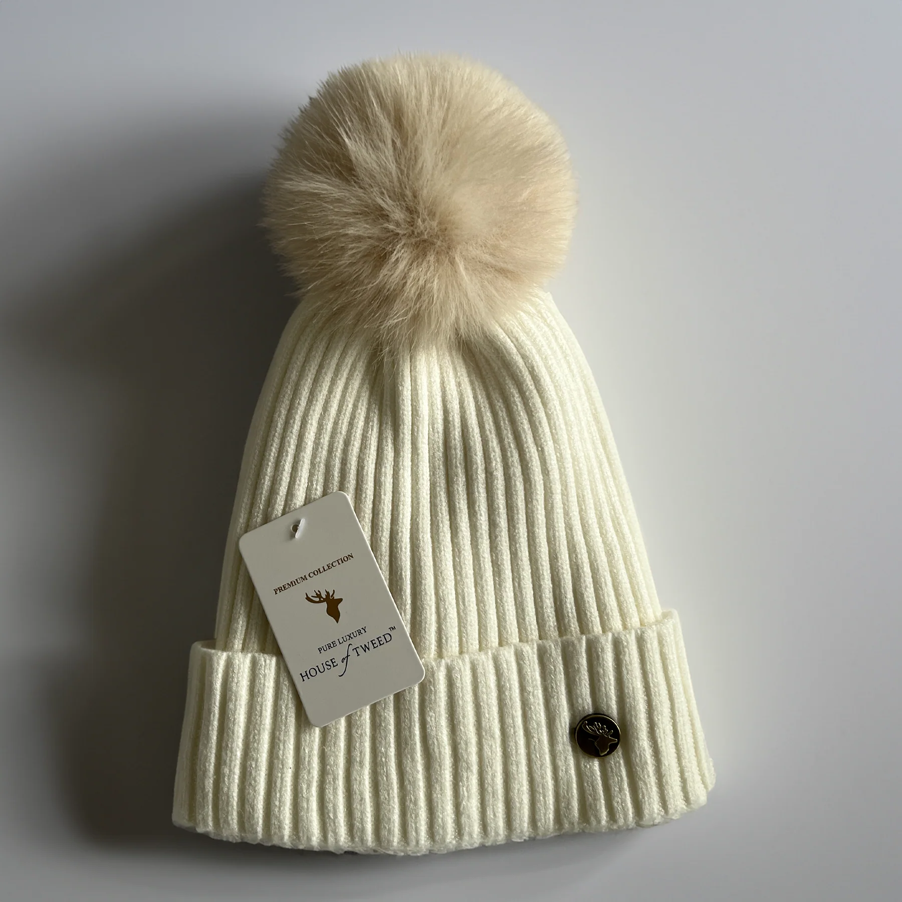 House of Tweed Luxury Striped Ladies Pom Pom Bobble Beanie Hats - Image 5