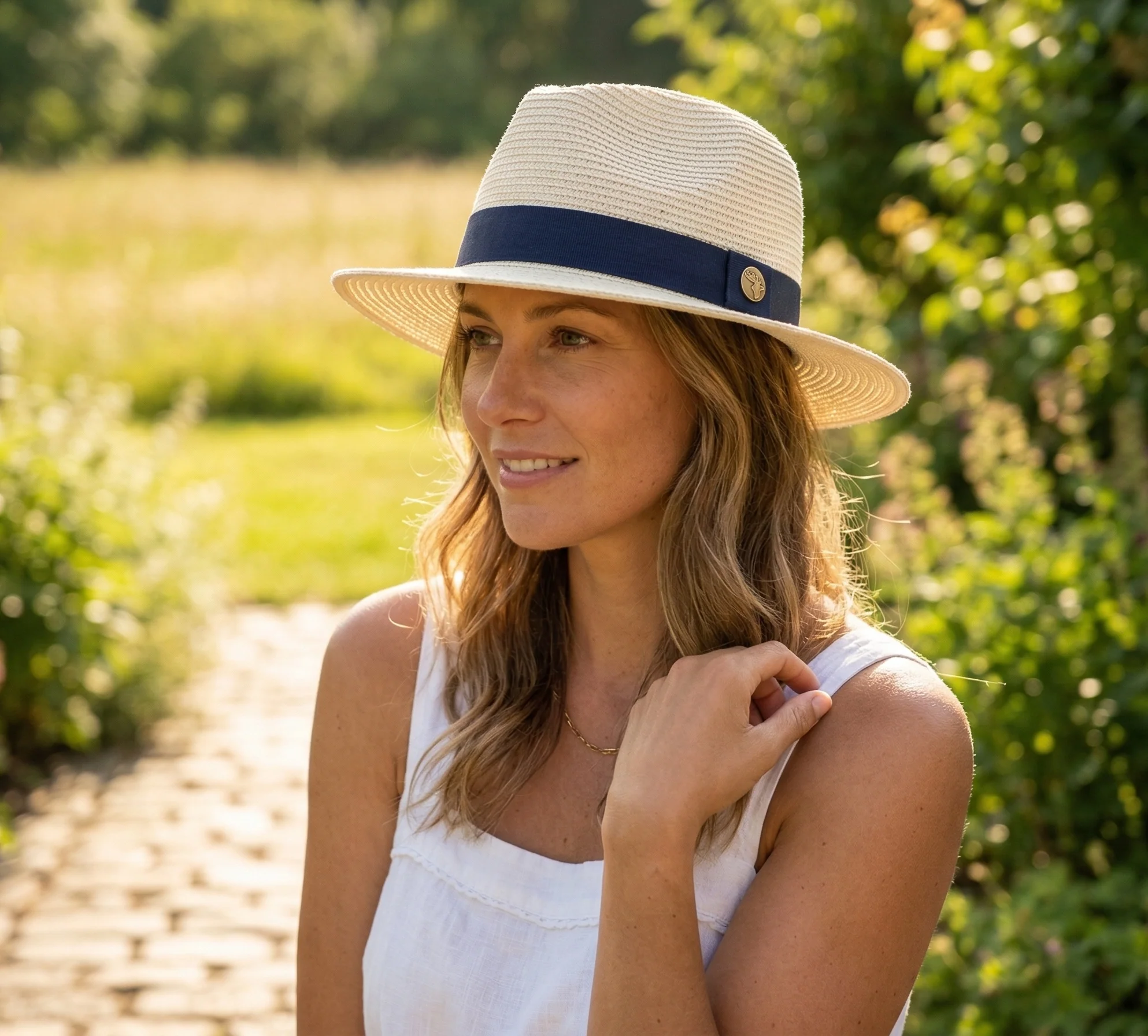House of Tweed Unisex Paper Straw Hat Fedora Panama Wide Brim - Image 2