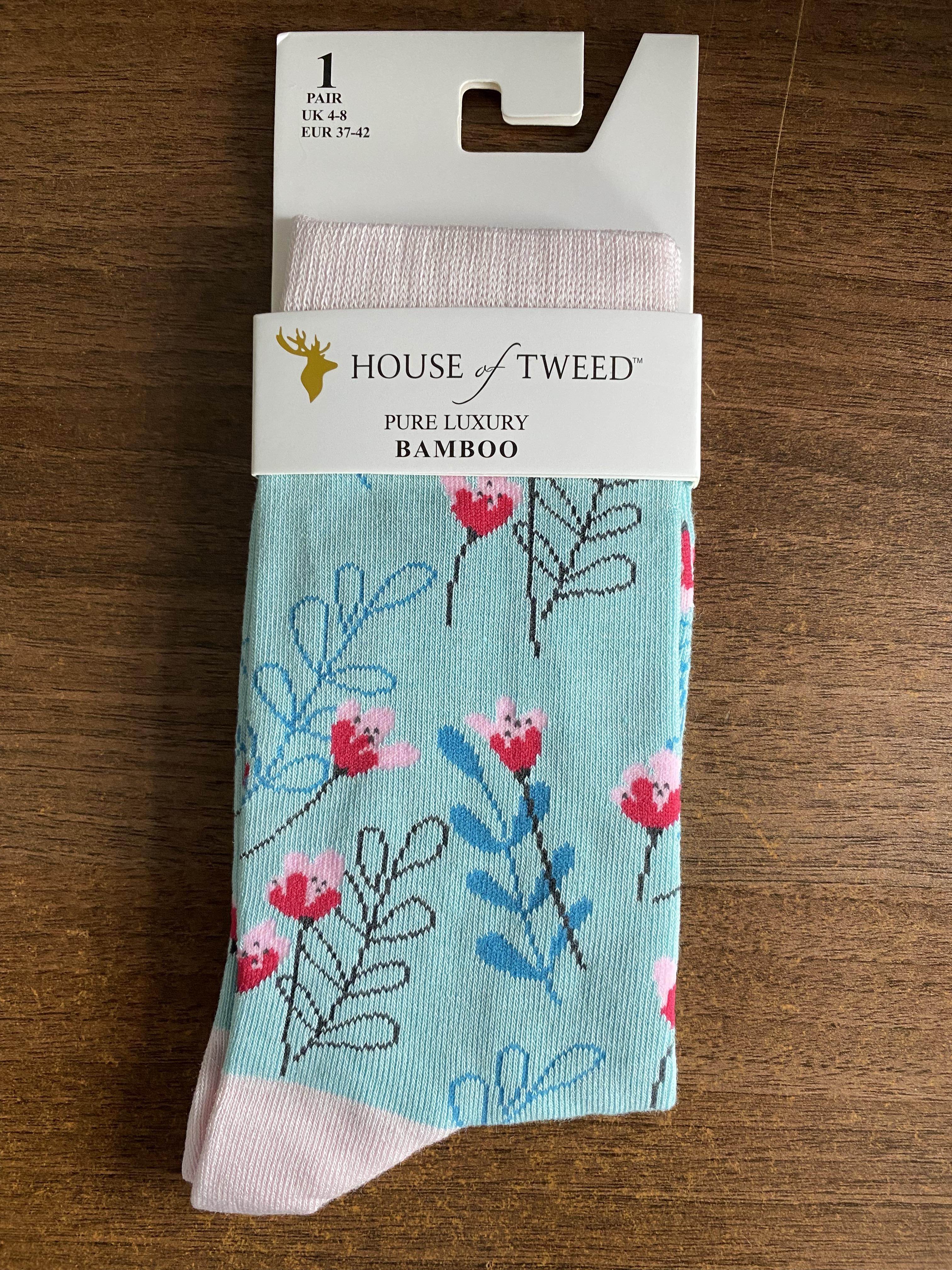 Pure Luxury Bamboo Socks for Women by House of Tweed - Floral Design - Image 2