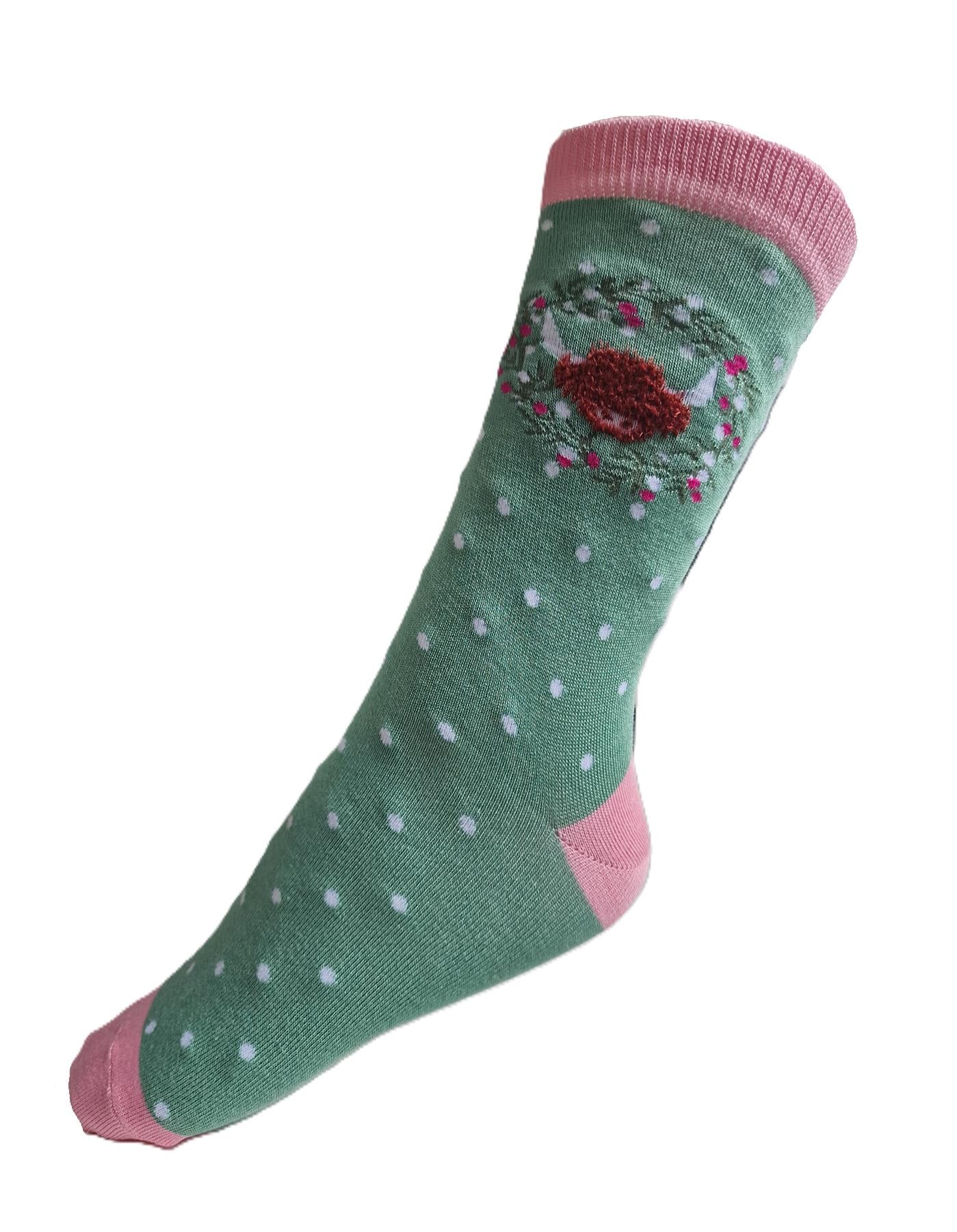 Pure Luxury Bamboo Socks for Women by House of Tweed - Floral Design - Image 5