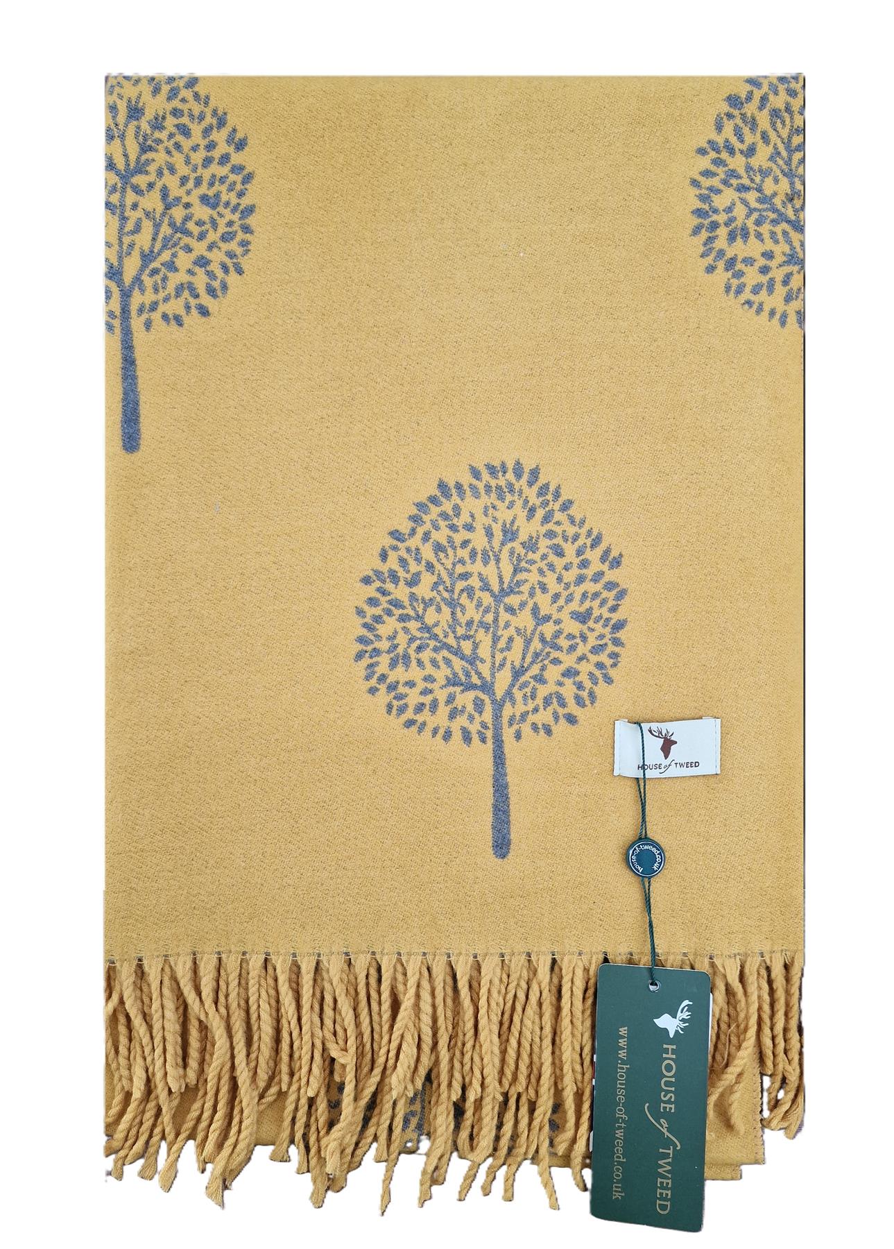 House of Tweed Soft Cashmere Blend Reversible Scarf - Tree of Life - Image 12