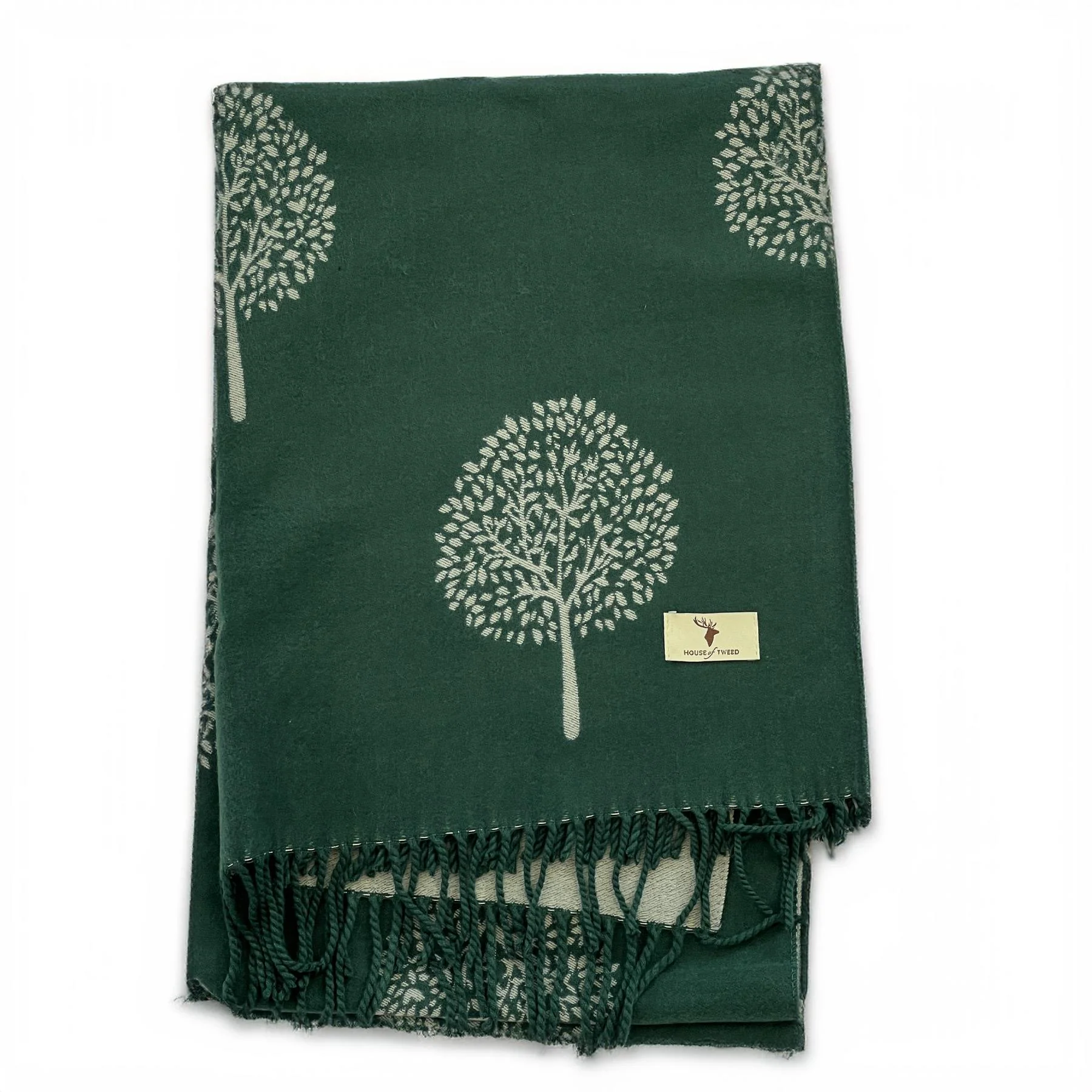 House of Tweed Soft Cashmere Blend Reversible Scarf - Tree of Life - Image 2