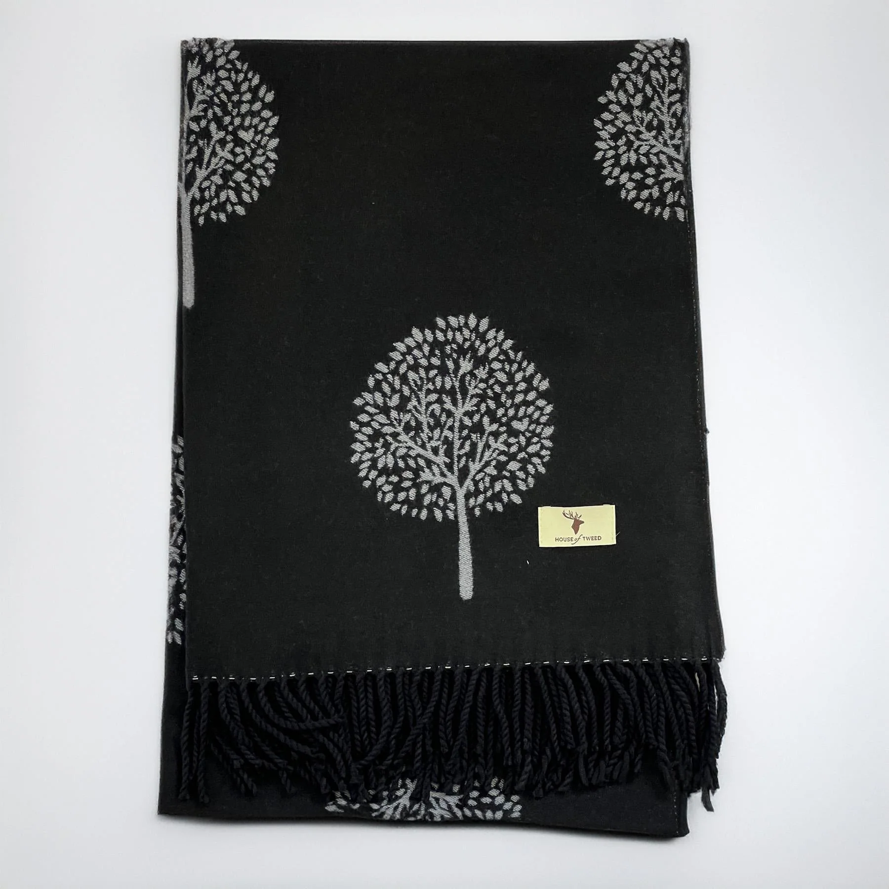 House of Tweed Soft Cashmere Blend Reversible Scarf - Tree of Life - Image 4