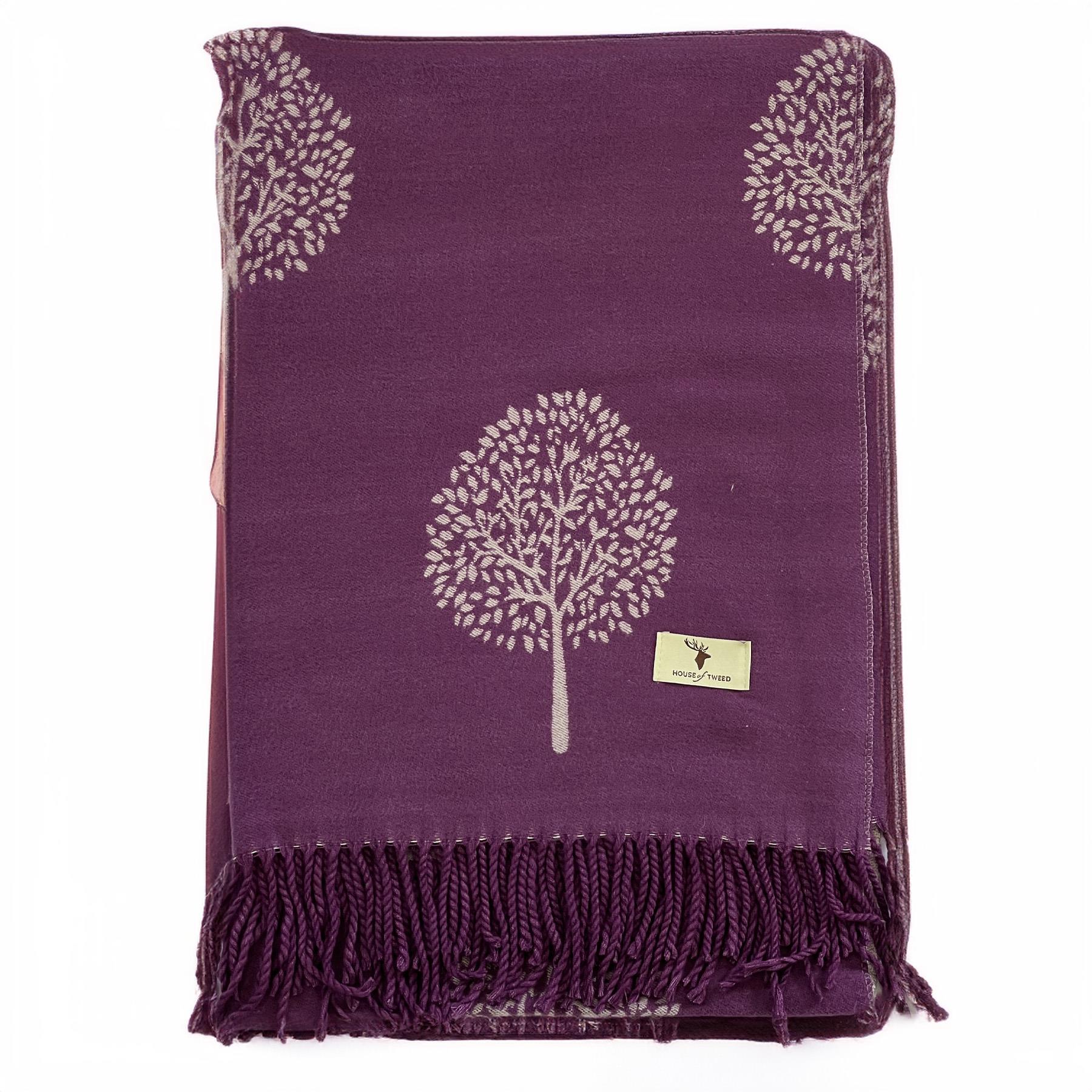 House of Tweed Soft Cashmere Blend Reversible Scarf - Tree of Life - Image 6