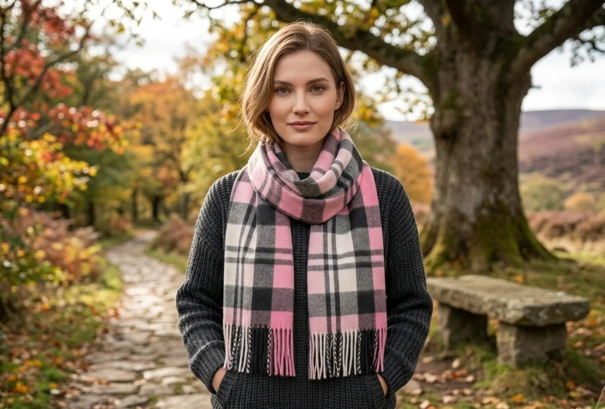 House Of Tweed Womens Soft Check Tartan Scarf - Image 47
