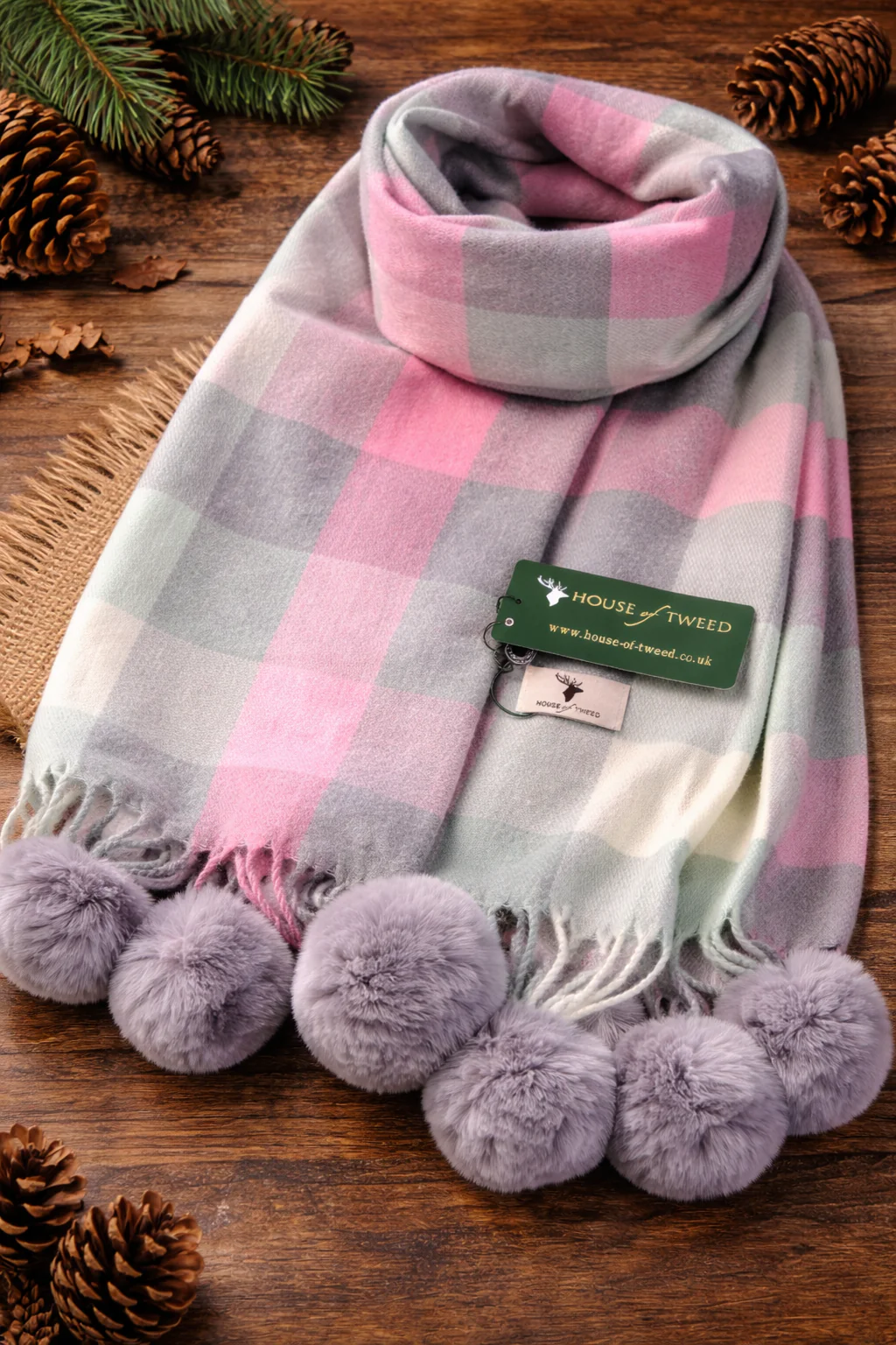 House Of Tweed Womens Soft Check Tartan Scarf - Image 9