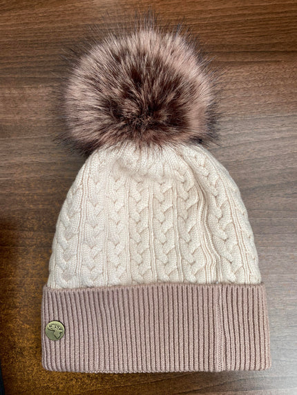 House of Tweed Womens Two Tone Cable Knit Bobble Hats - Image 7