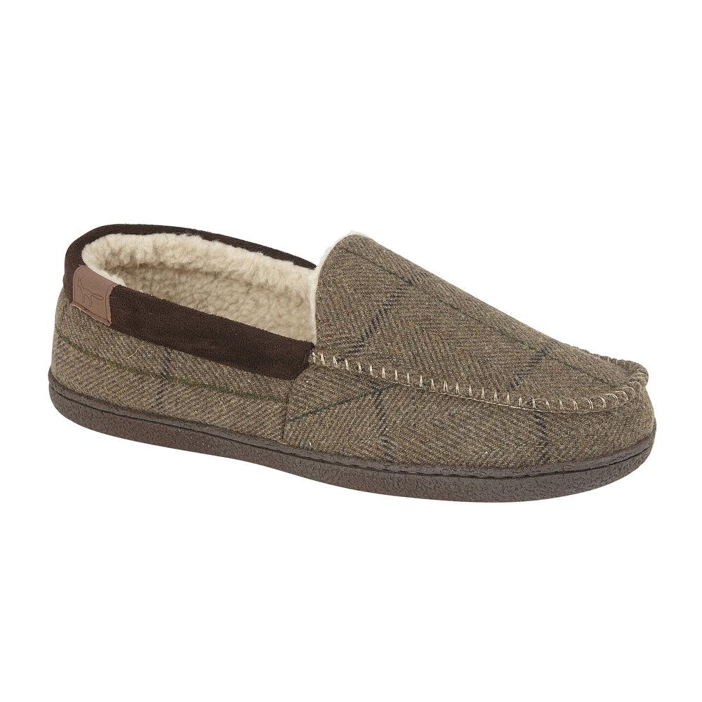 JO & JOE Men's Navy Blue Tweed Warm Lined Moccasin Slippers - Image 8