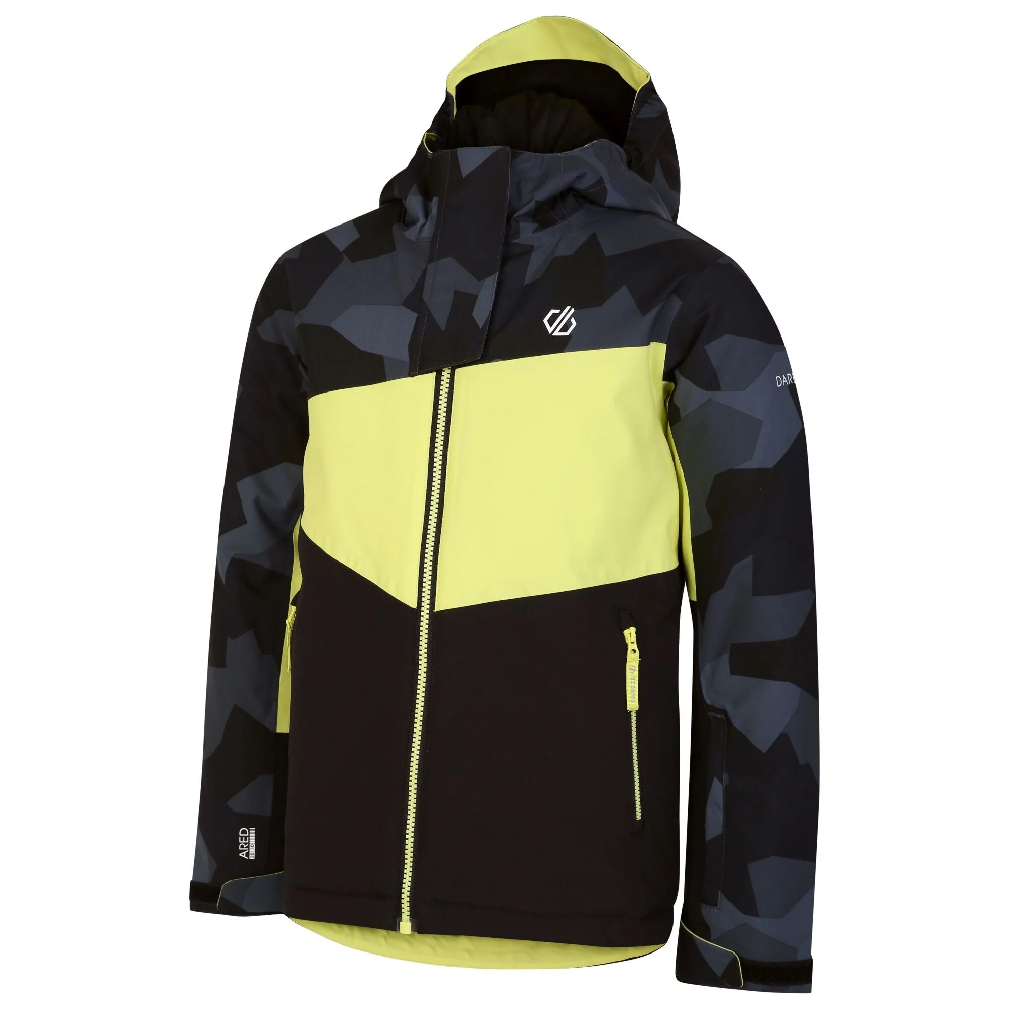 Dare2B Kids' Humour II Ski Jacket | Yellow Black Camo - Image 4
