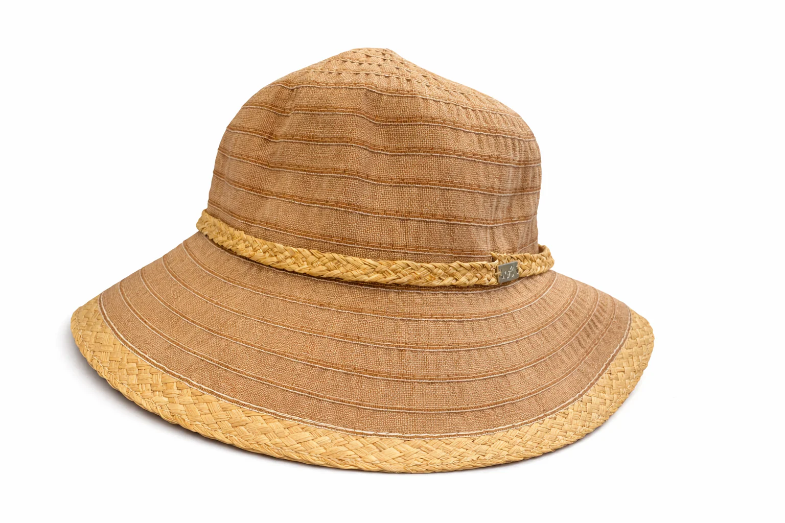 Ladies bucket hat with straw trim - Image 4