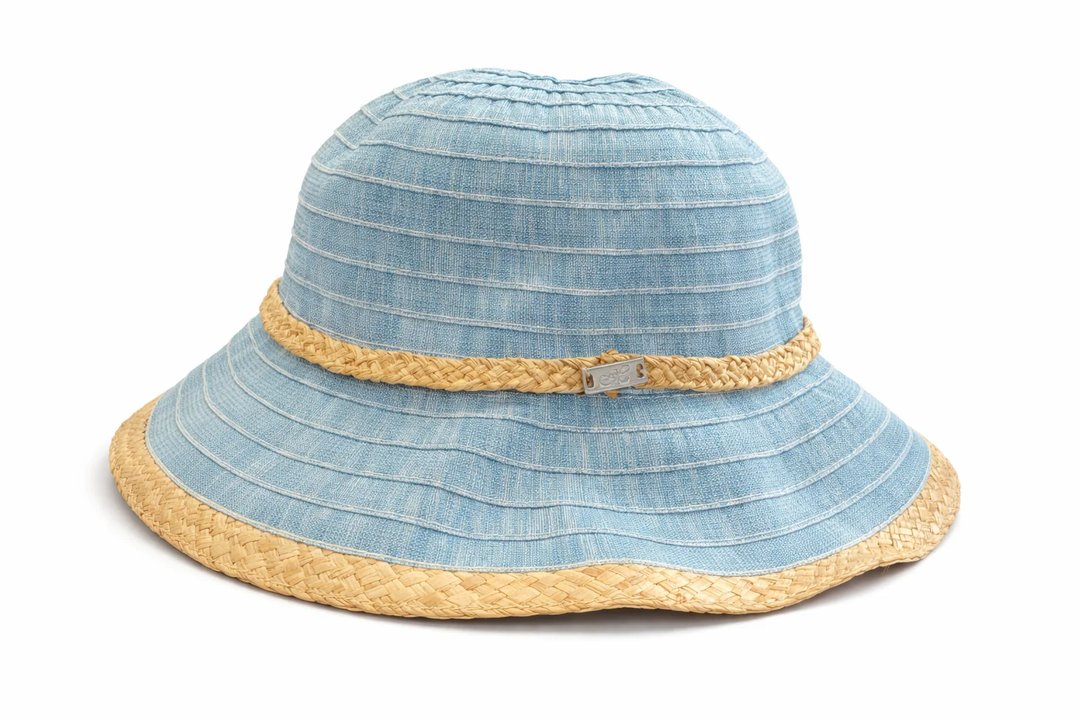 Ladies bucket hat with straw trim - Image 5