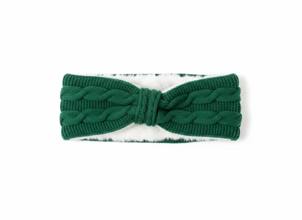 Ladies Chunky Knitted Headband with Faux Fur Lining