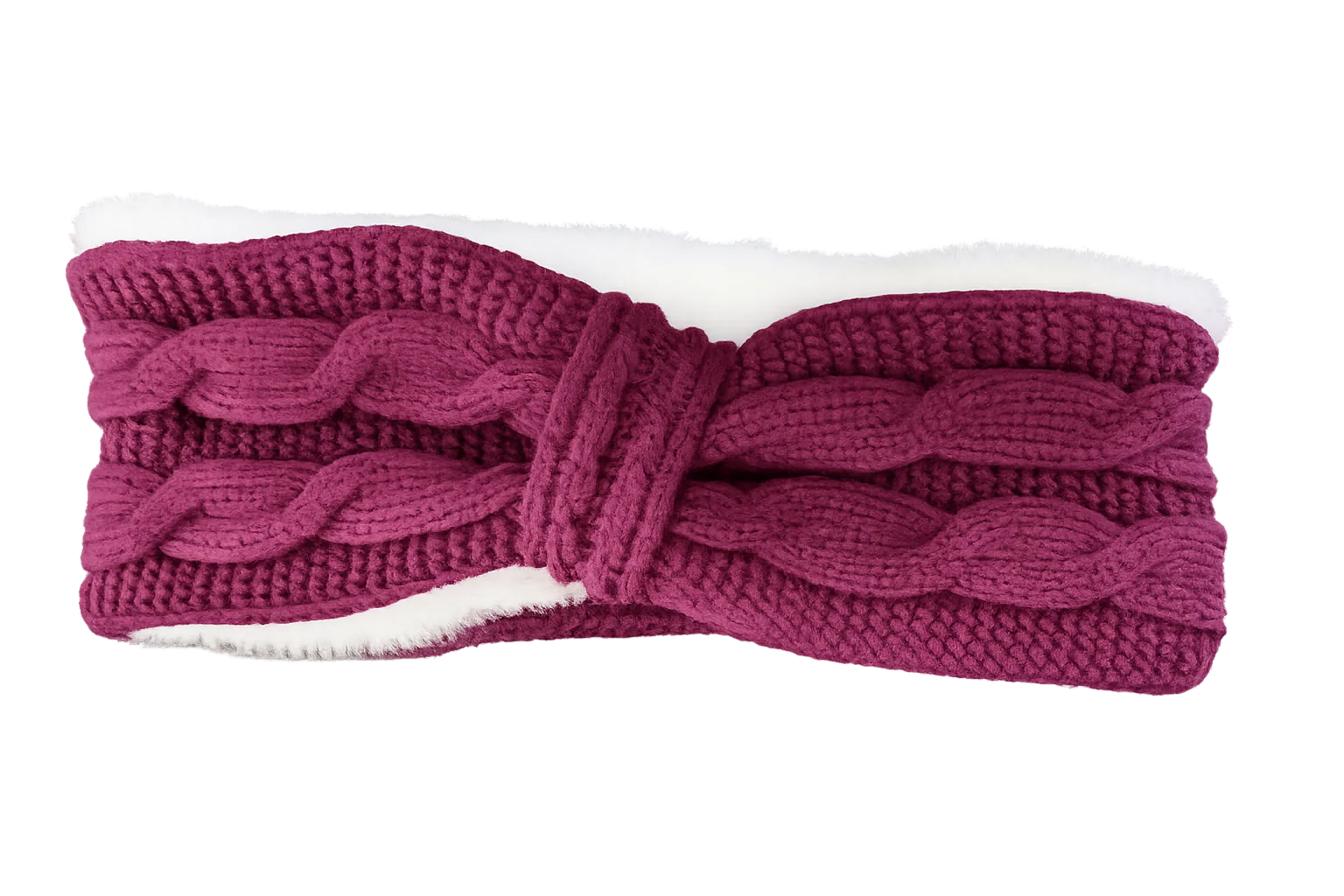 Ladies Chunky Knitted Headband with Faux Fur Lining - Image 6