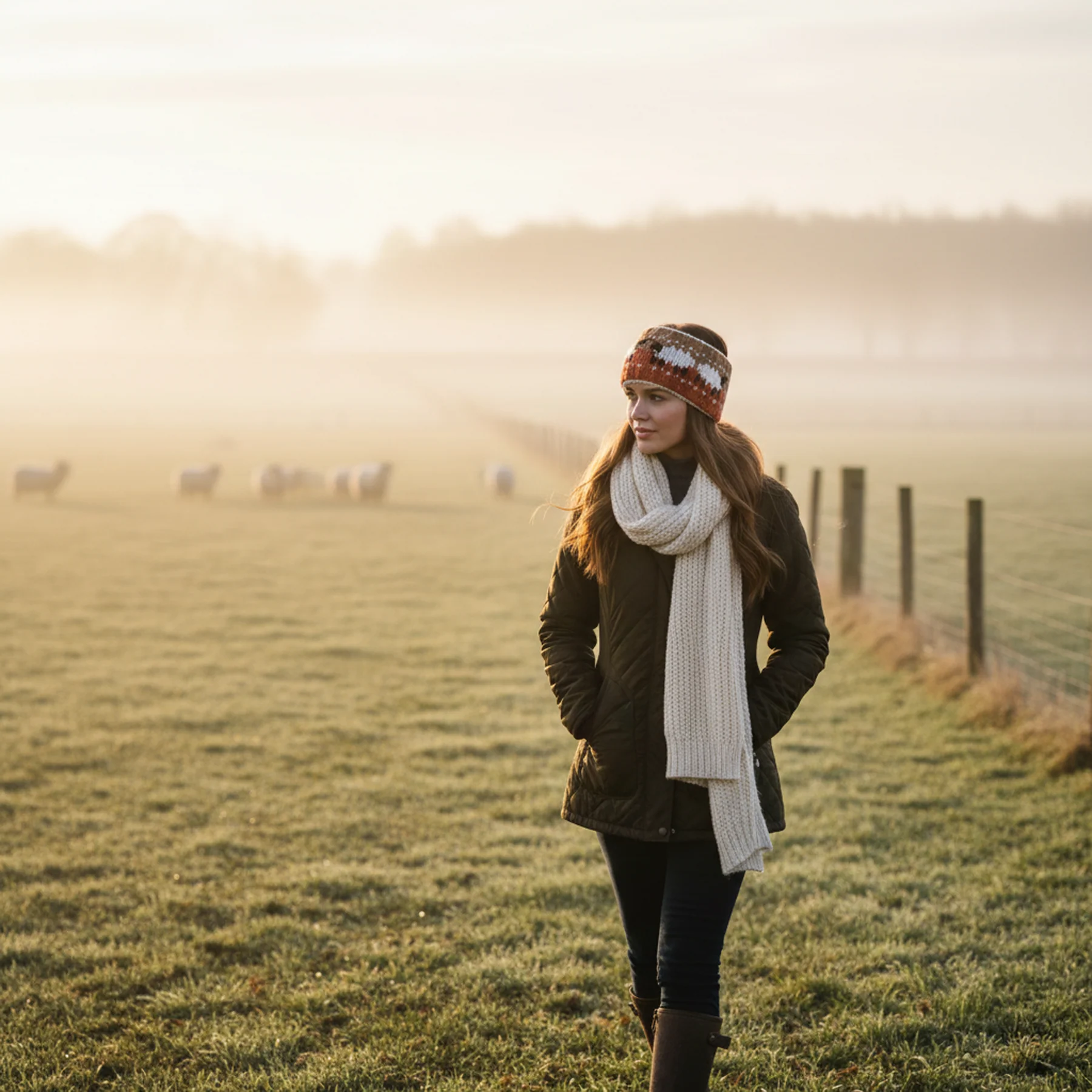 Ladies Sheep Knit Headband with Cosy Teddy Fleece Lining - Image 2