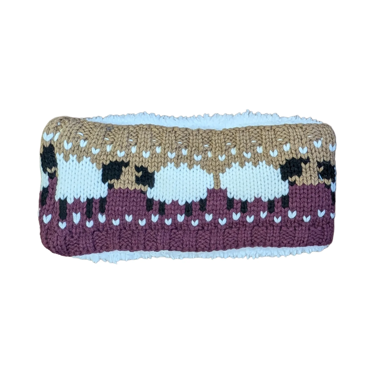 Ladies Sheep Knit Headband with Cosy Teddy Fleece Lining - Image 3