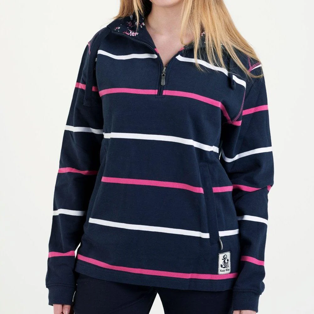 Hazy Blue Womens Half Zip Pullover Sweatshirts - Lizzy - Image 2