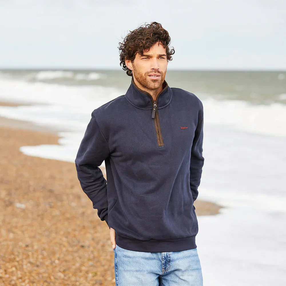 Men's Brancaster 1/4 Zip Top Smokey Olive