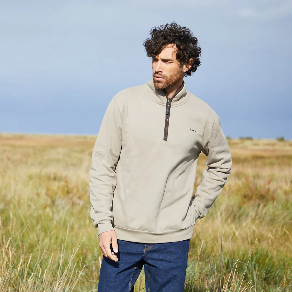 Men's Brancaster 1/4 Zip Top Smokey Olive - Image 12