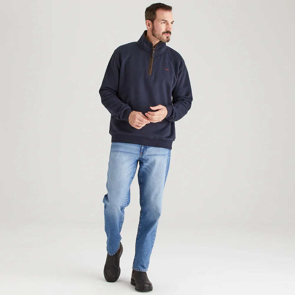 Men's Brancaster 1/4 Zip Top Smokey Olive - Image 2