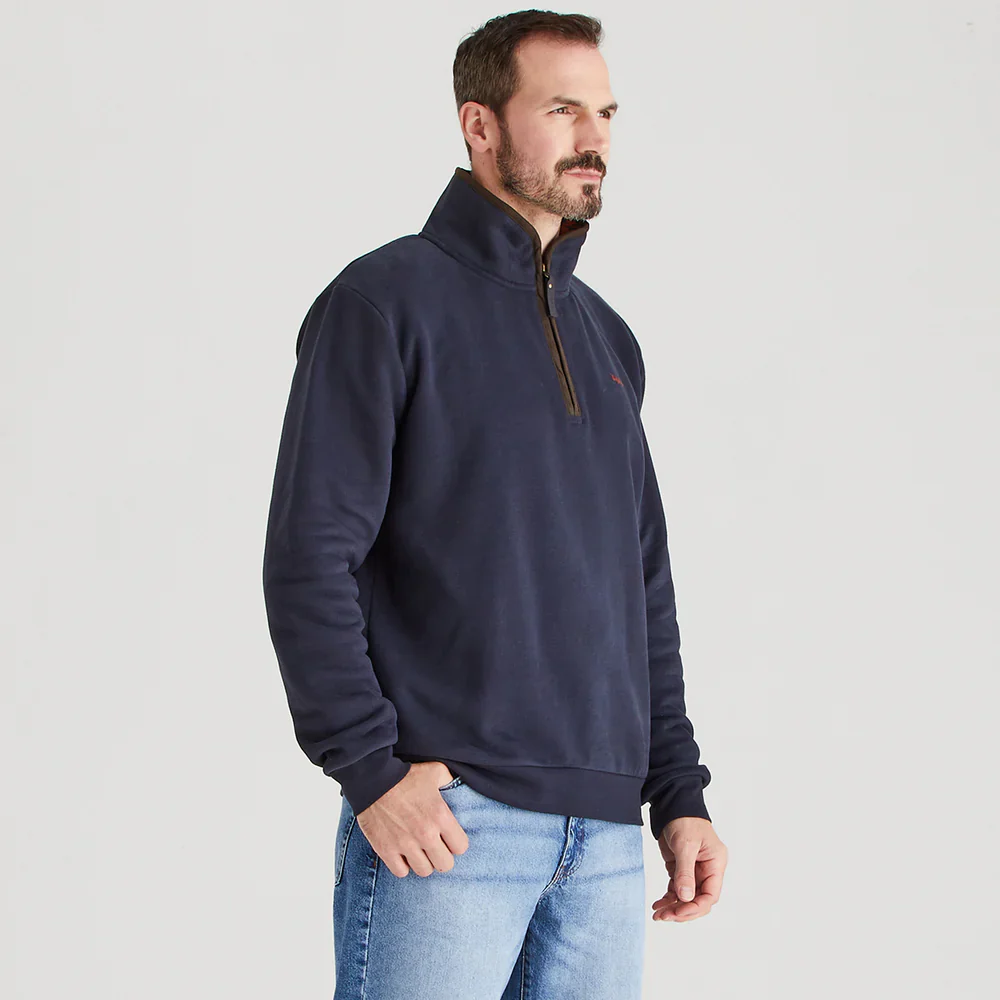 Men's Brancaster 1/4 Zip Top Smokey Olive - Image 3