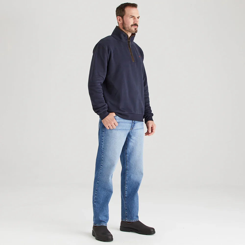 Men's Brancaster 1/4 Zip Top Smokey Olive - Image 4