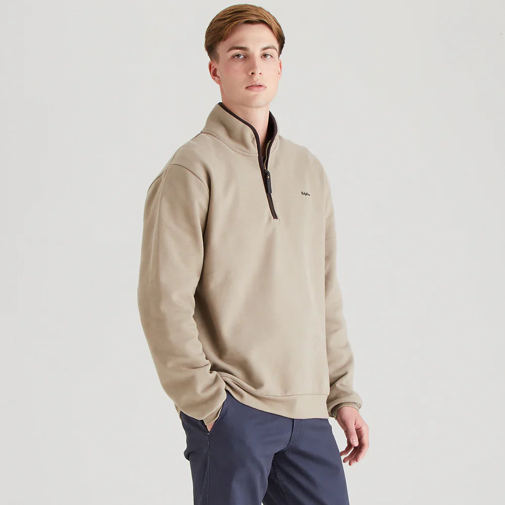 Men's Brancaster 1/4 Zip Top Smokey Olive - Image 7