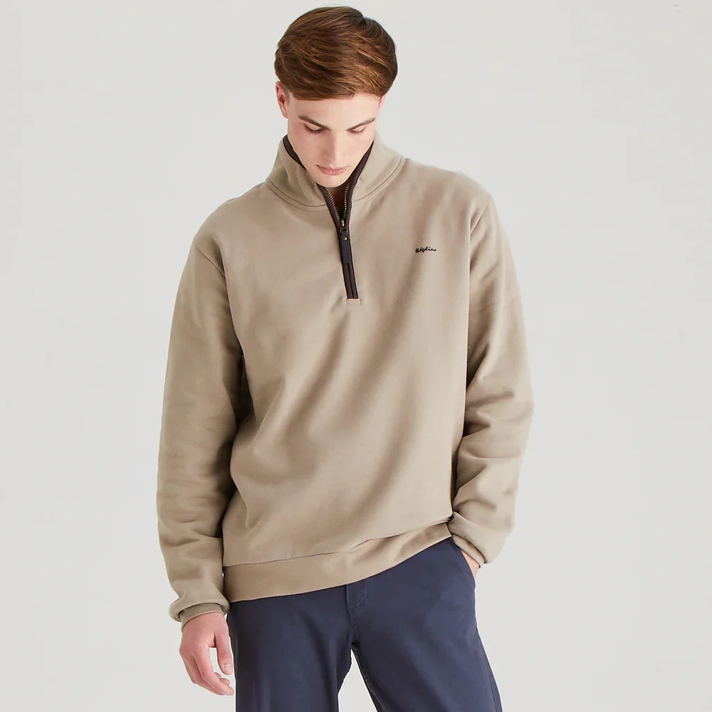 Men's Brancaster 1/4 Zip Top Smokey Olive - Image 8