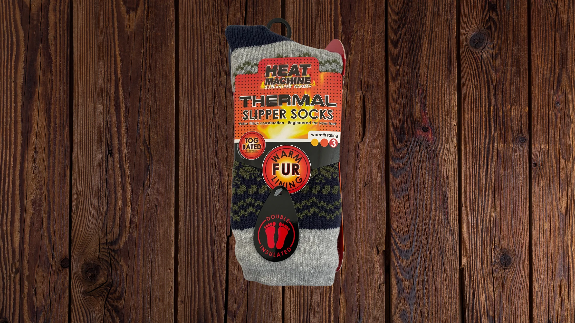 Mens Heat Machine Socks Thermal Tog 2.3 Warm Winter Slipper Socks - Snow Flake - Image 3