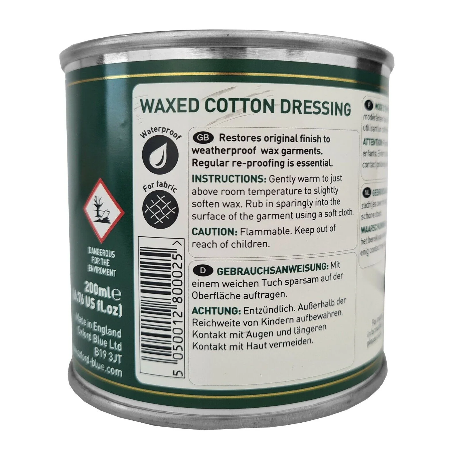 Oxford Blue Wax Dressing Re Waxing Tin 200ml - Image 3