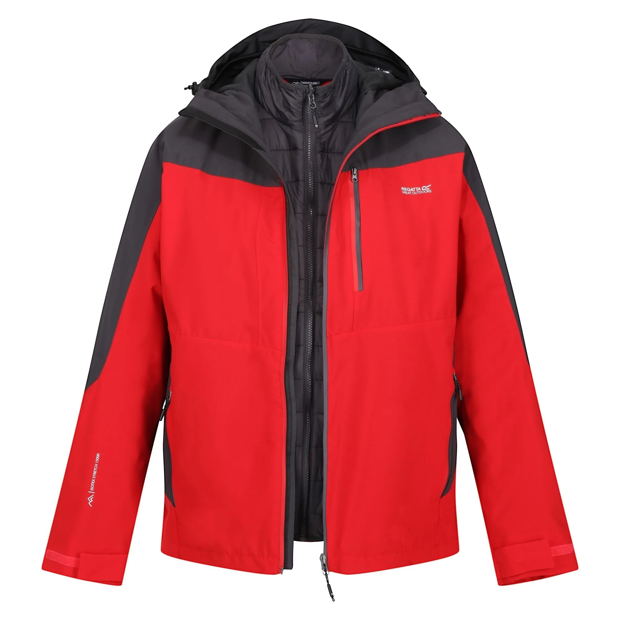 Regatta Men's Wentwood VIII 3-In-1 Waterproof Jacket Danger Red - Image 10