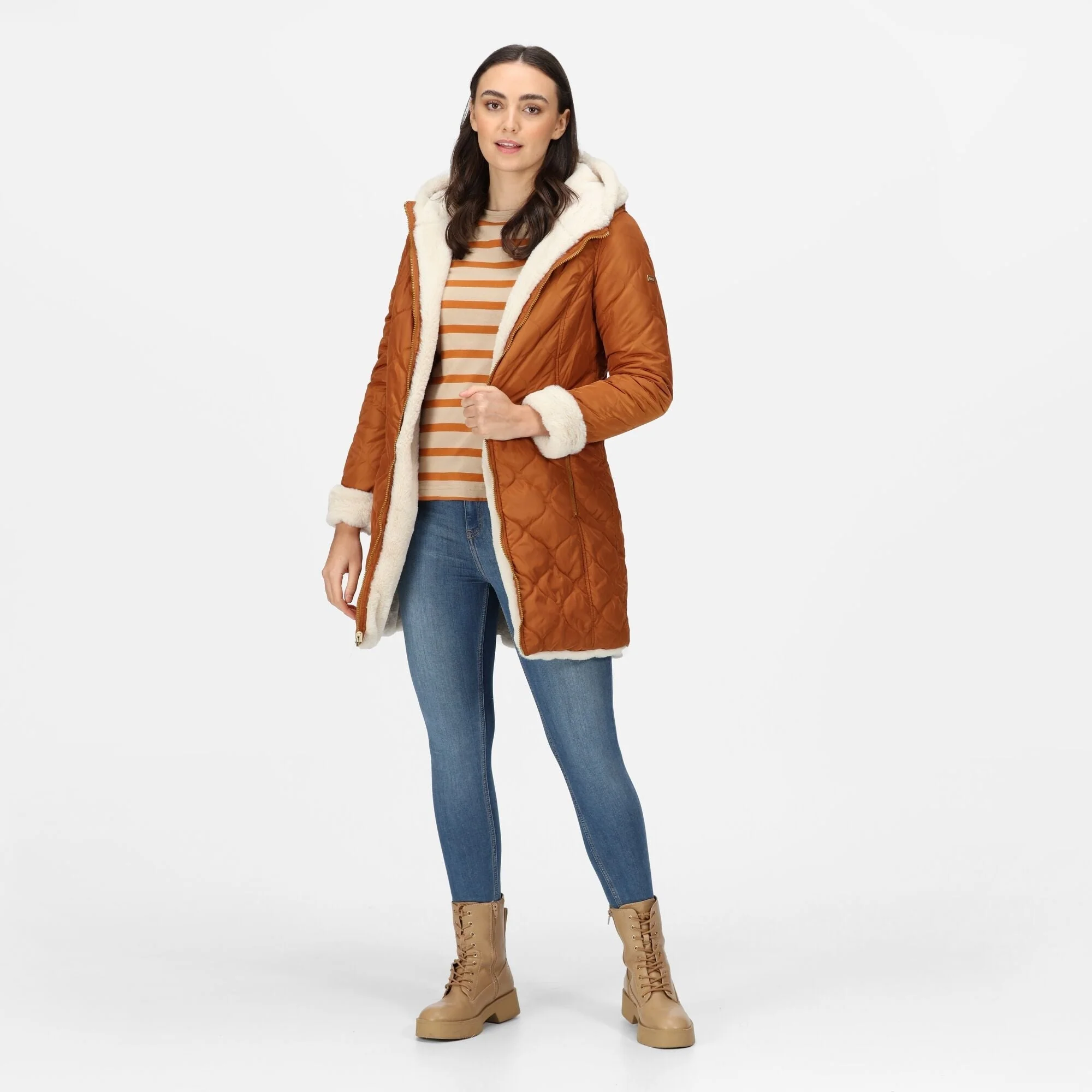 Regatta Women's Caileigh Reversible Parka Jacket - Copper Almond Light Vanilla - Image 7