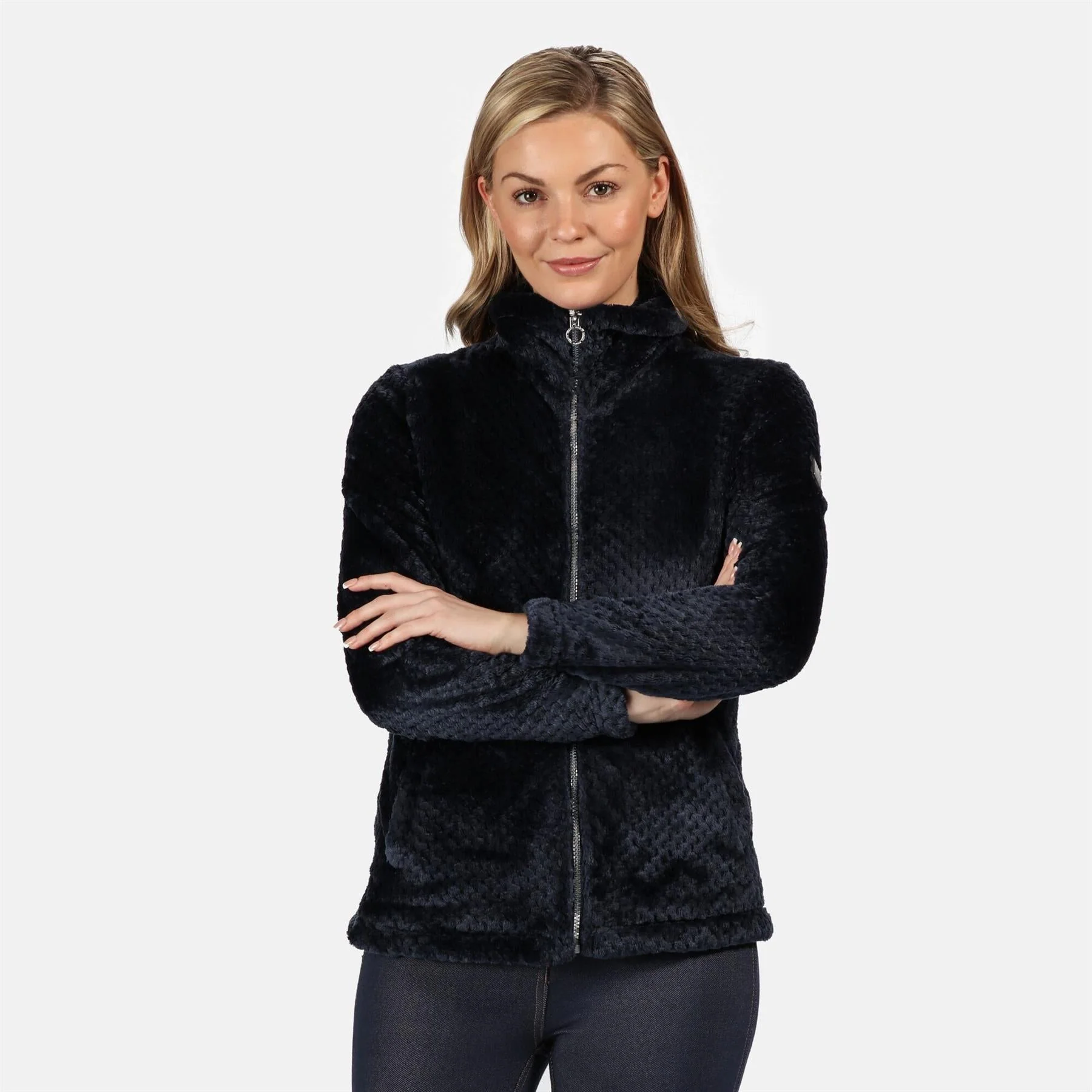 Regatta Womens Hermilla Full Zip Velour Fluffy Fleece Sweater Jacket - Image 3