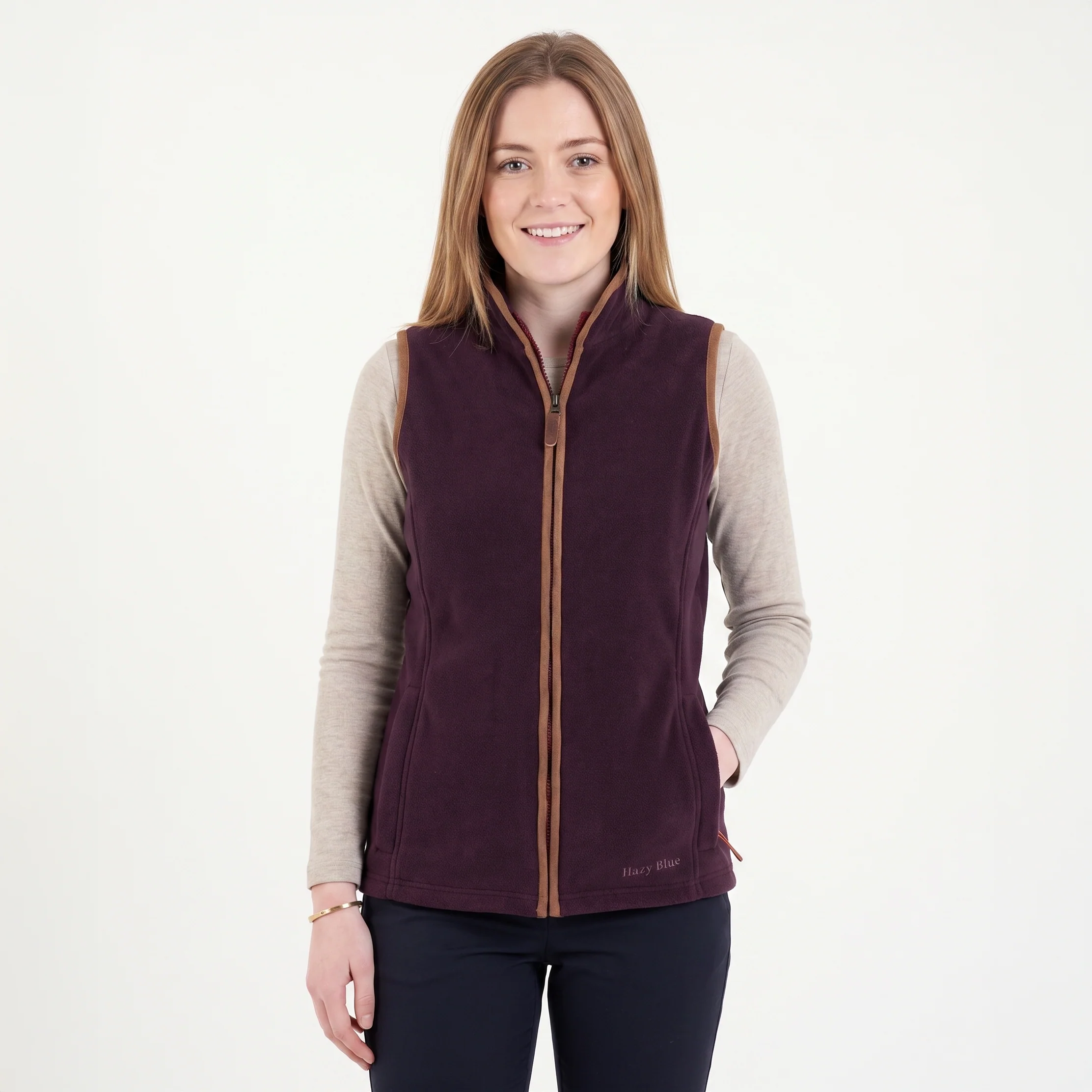 Hazy Blue Womens Sofia Full Zip Fleece Bodywarmer - Image 3