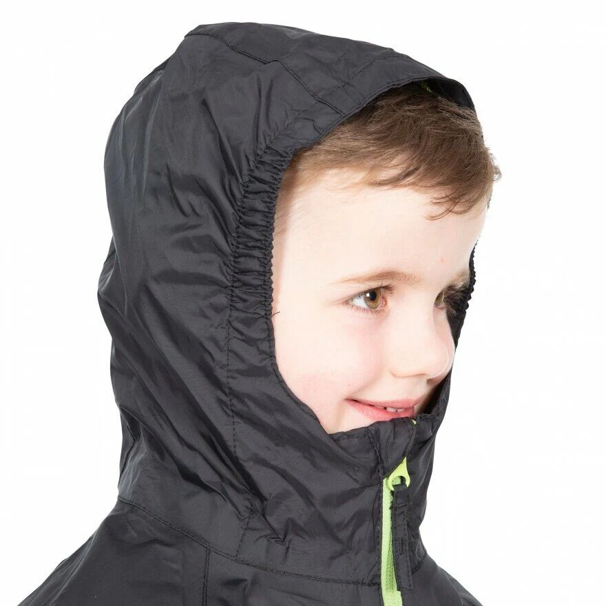Trespass Qikpac Kids Packaway Jacket Zip Up Waterproof Hooded Coat Boys Girls - Image 7